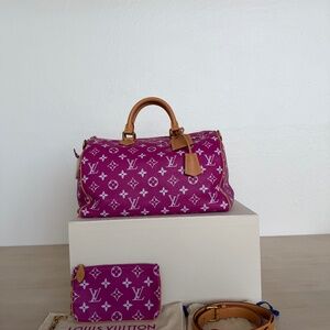 LOUIS VUITTON Monogram Speedy P9 Bandouliere 40 Bag Pink M11563 LV Auth KD564SM